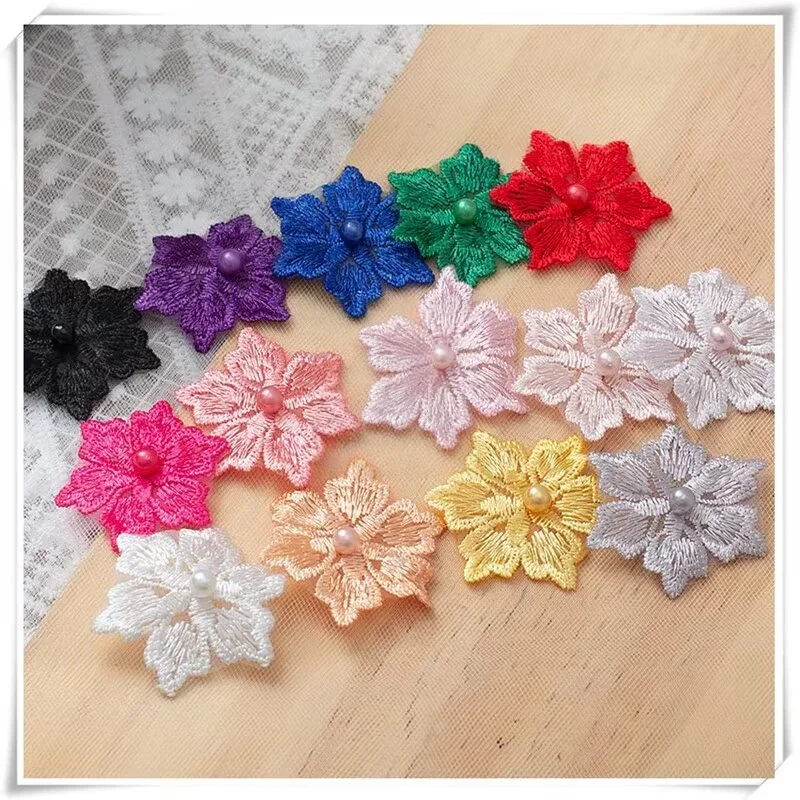 

3 шт./лот, 4,5 см, качественная однослойная цветная наклейка из бисера и цветов из органзы, кружевная нашивка