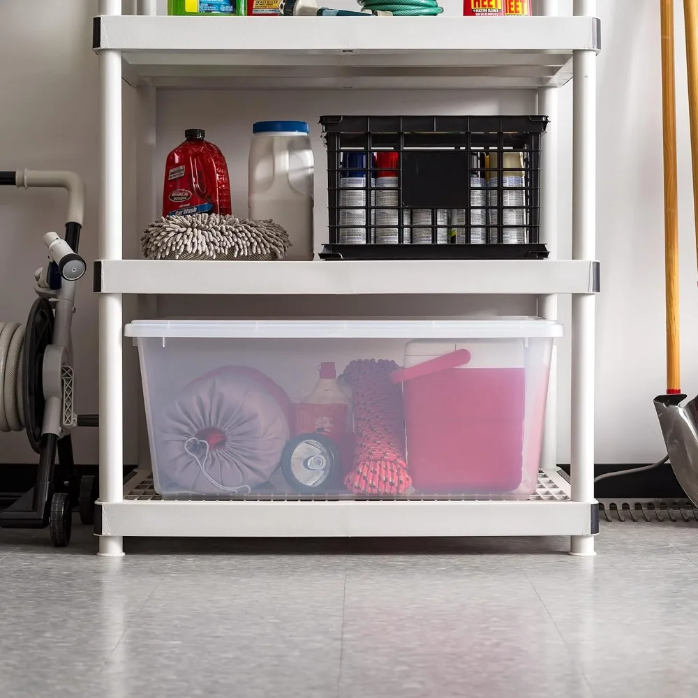 Stapelbare plastic opslagcontainers met deksels, 4-delige set - BPA-vrij, helder, vergrendeld, duurzame organisatie