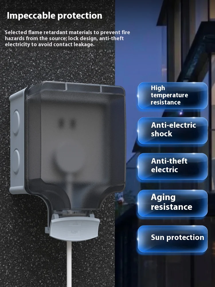 Outdoor IP66 Waterproof Box 86 Type Splash Proof Box Wall Switch Box Electrical Outlet Flush Mount Single/Double Gang Box