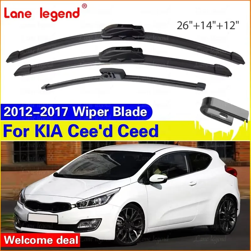 

Wiper Front & Rear Windshield Windscreen Wiper Blades Set Kit For KIA Cee'd Ceed 2012 2013 2014 2015 2016 2017 26"+14"+12"