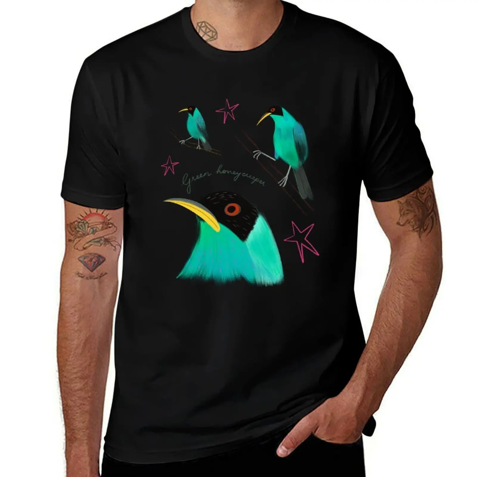 

Green honeycreeper T-Shirt summer 2025 Man t-shirt plus sizes vintage clothes cotton t shirt men