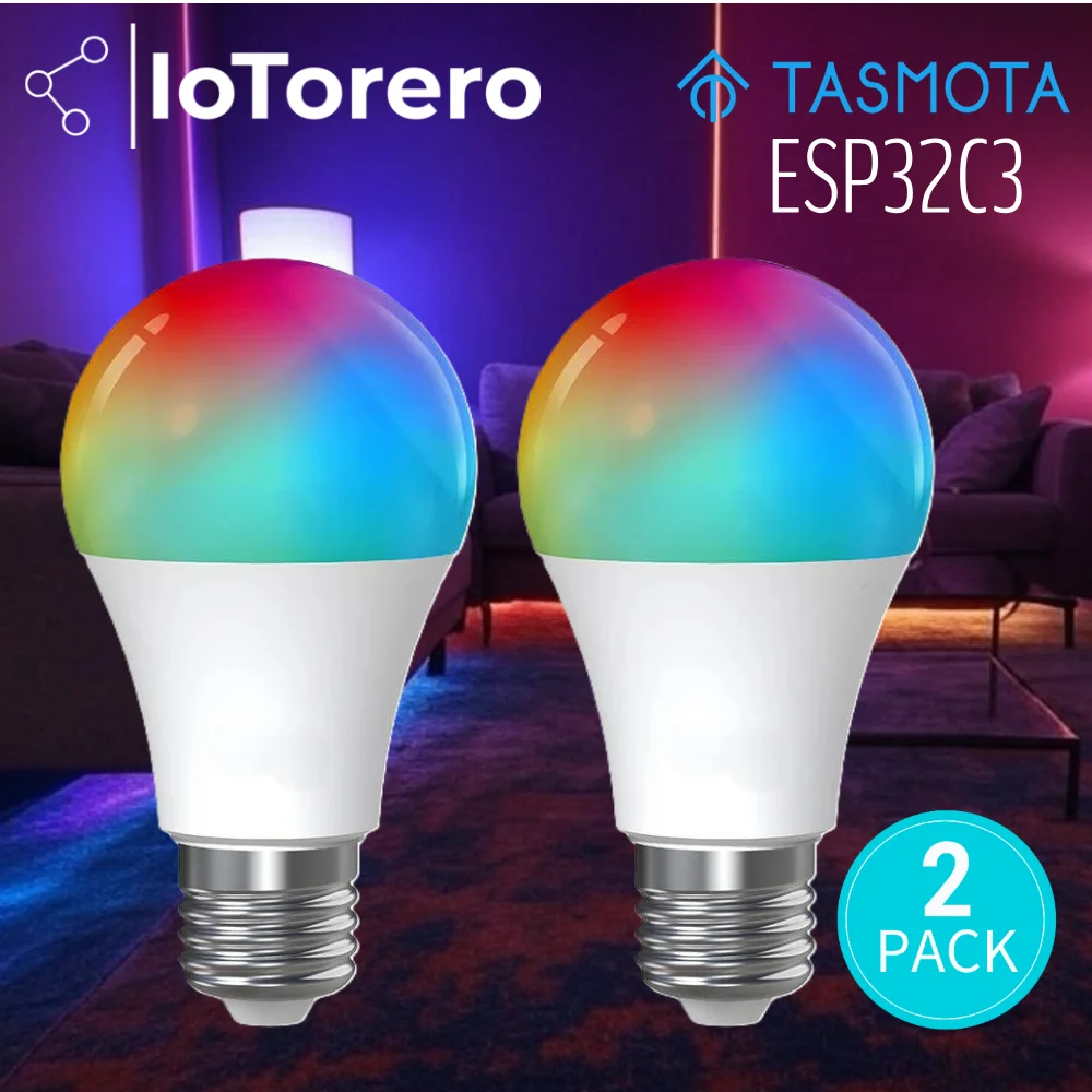 IoTorero Tasmota MQTT 2 PACK 12W RGBCCT LED Bulb Works With Home Assistant