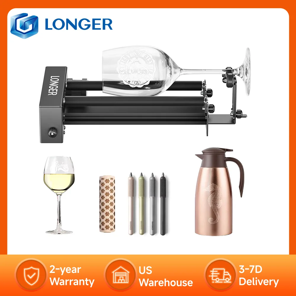 

LONGER Rotary Roller Upgrade Kits for Laser Engraver 360° Rotation, Adjustable 6-300mm Diameters for RAY5 5W 10W 20W Laser B1 Se