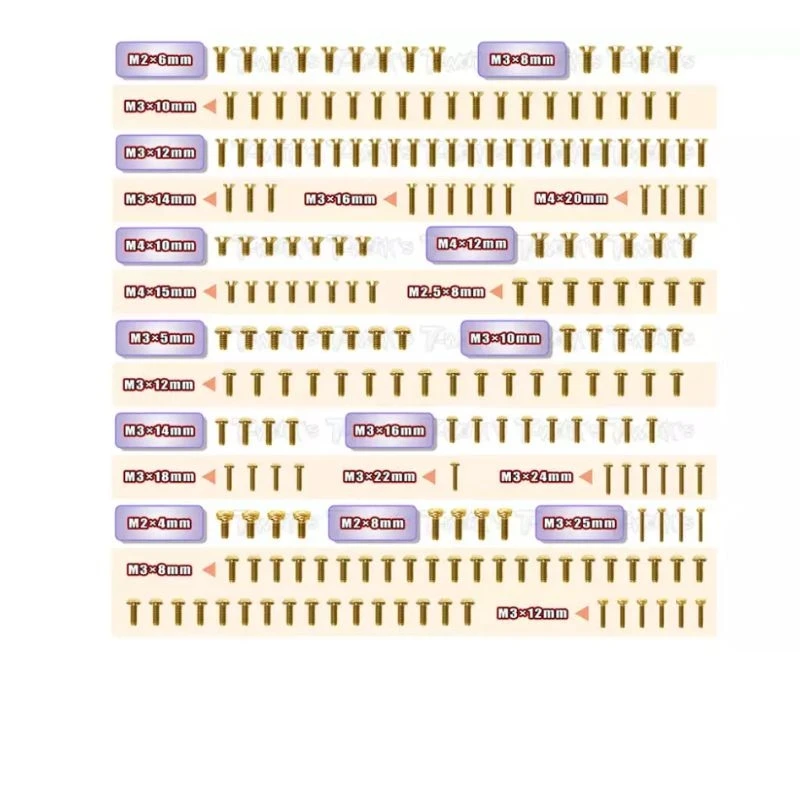 Original T works GSS-MBX8R Gold Plated Steel Screw Set 210pcs. ( For Mugen MBX8R ) Professional Rc part