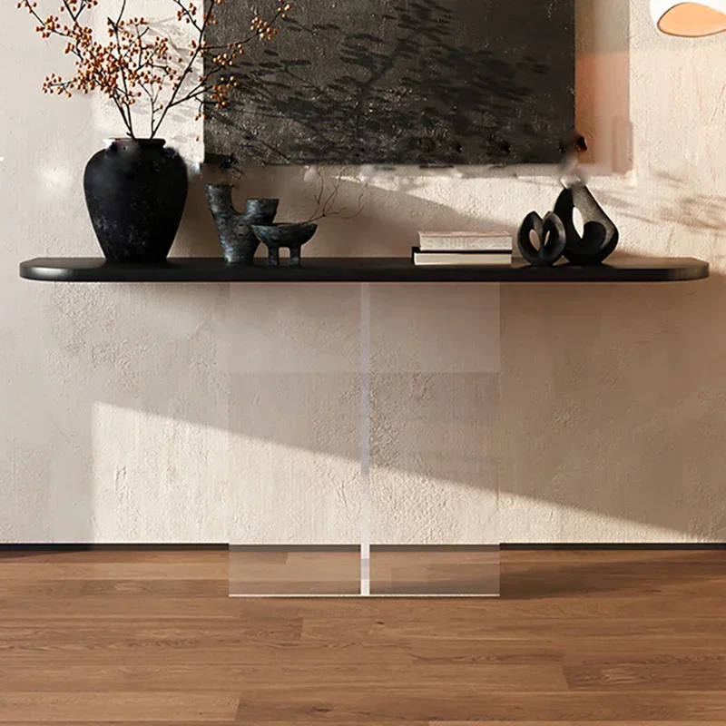 

Acrylic Legs Wooden Entrance Table Aesthetic Top Minimalist Corner Table Narrow Hall Mesas De Entrada Furniture Living Room