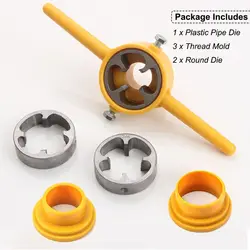 6pcs PVC Plastic Water Pipe Threader NPT Thread Tap Die Set NPT1/2 3/4 1Inch, Manual PVC Water Pipe Xternal Thread Tapping Tool