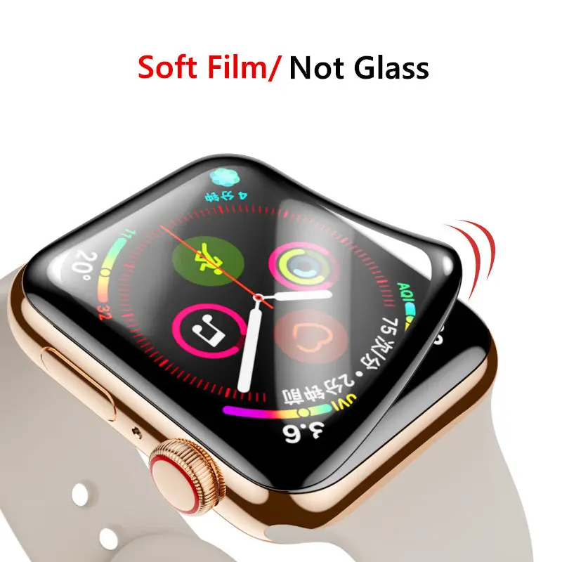 Soft Protective Film For Apple Watch 45mm 41mm 40mm 44mm 42mm 38mm Screen Protector Film frame iWatch series 9 8 7 6 SE 5 cover