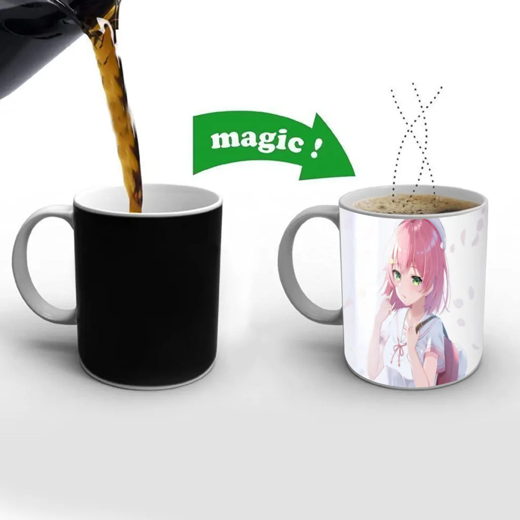 

Cartoon Kawaii Anime Hololive Magic Mug Changing Color Mug Coffee Tea Mug Temperature Color Changing Heat Sensitive Cup