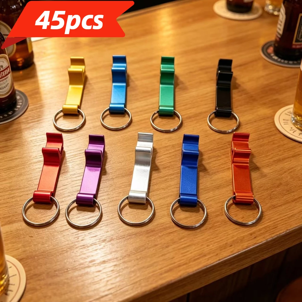 45pcs Mix Color Beer Bottle Opener Aluminum Bottle Openers Key chain Bottle Opener Beverage Bottle Opener For Men Women