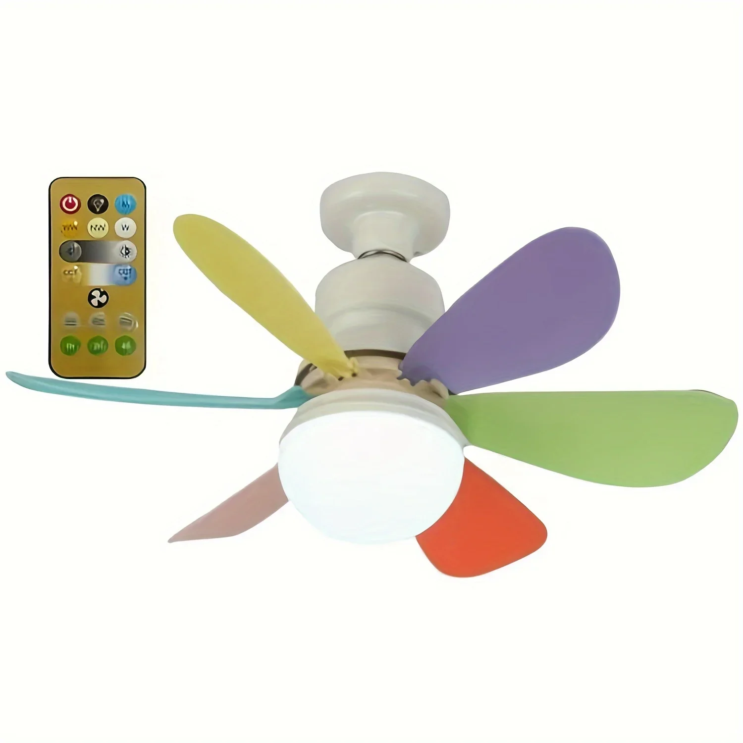 Ceiling Fans with Light E27 40W Ceiling Lights with Fan RC Timing 3 Speeds 3 Colors 3000-6500K LED Ceiling Light Modern Fan Lamp