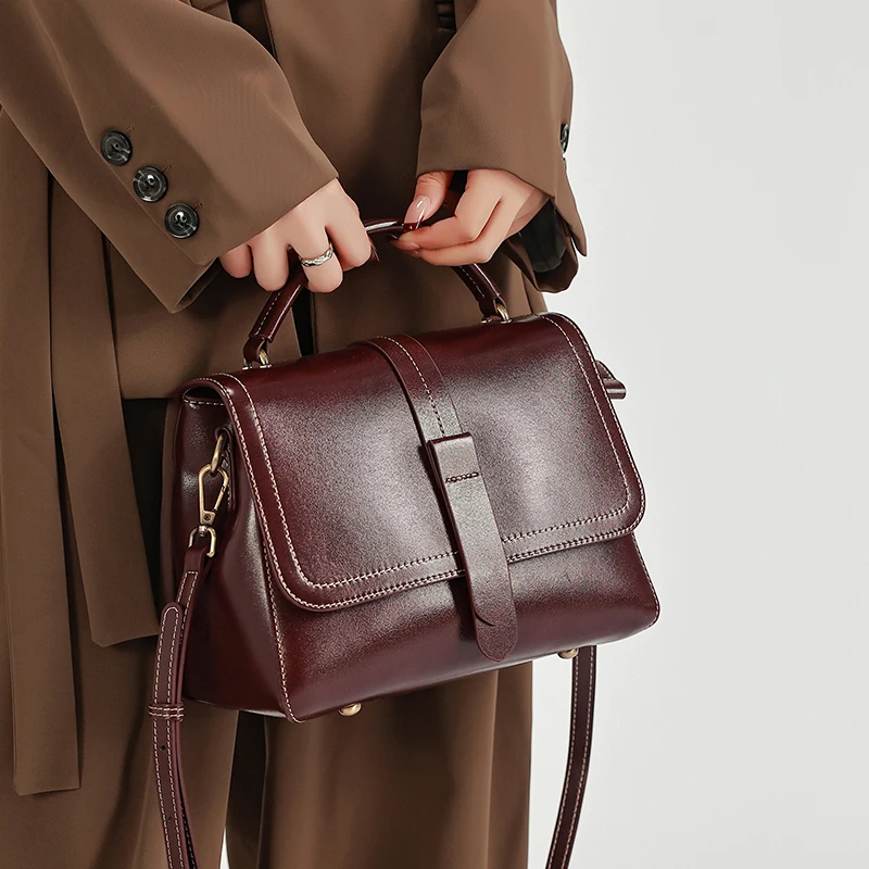 

Модная нишевая дизайнерская сумка в стиле ретро, женская сумка из натуральной яловой кожи, сумка через плечо, роскошные сумки-мессенджеры большой вместительности