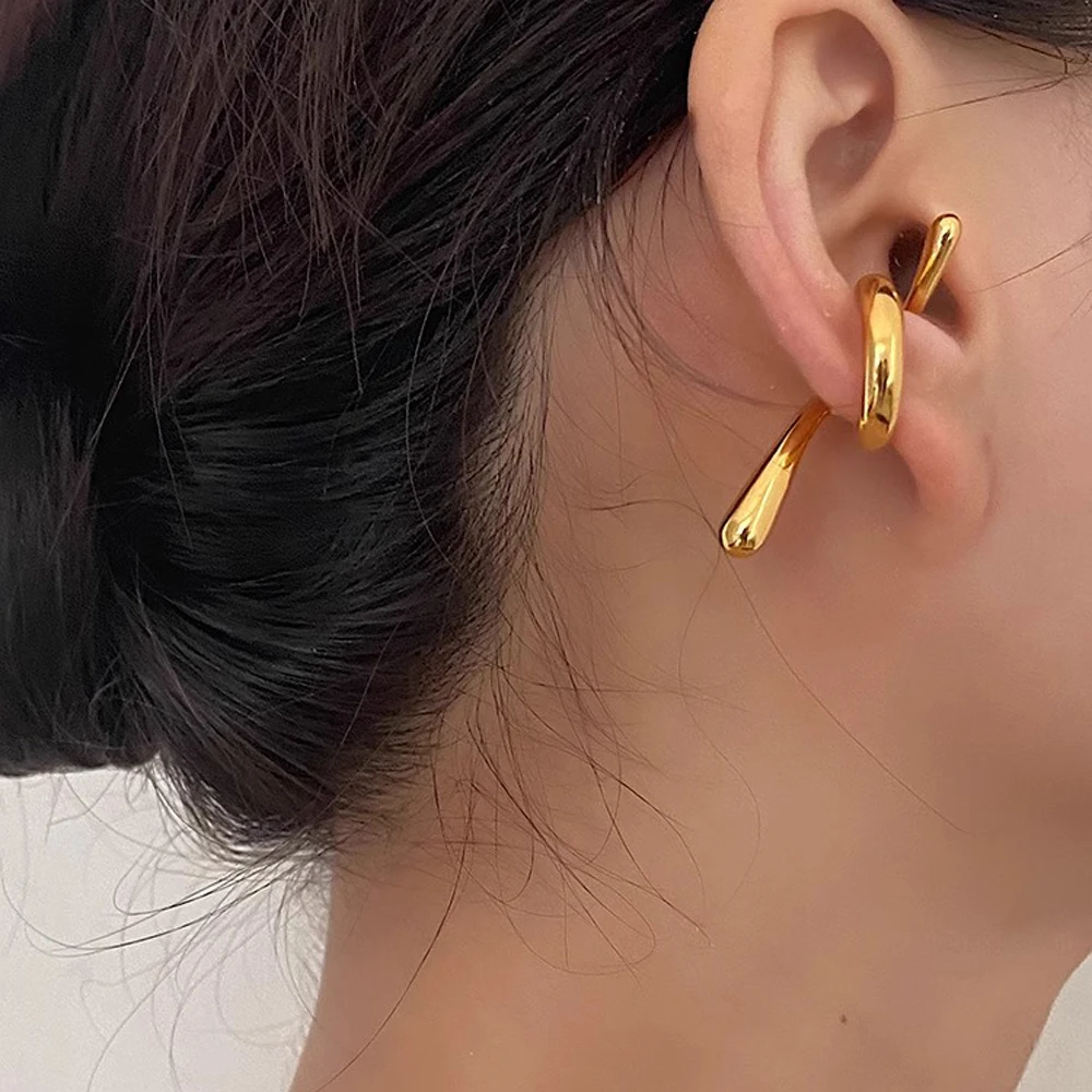 Pendientes con Clip para mujer, Color dorado, aro bohemio, tendencia 20224, nueva moda, Simple, Vintage, diseñador de lujo, accesorios góticos Y2k