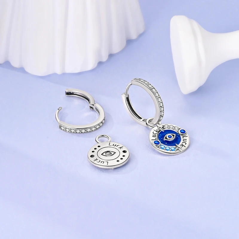 

925 Silver Blue SeriesSparkling Bowknot Hoop Earrings Starlight Crystal Stud Earrings for Women Diamond Huggie Birthday Gift
