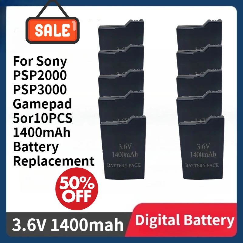 For Sony PSP2000 PSP3000 Real Capacity Lithium Rechargeable Battery Pack Gamepad 5or10PCS 1400mAh Battery Replacement