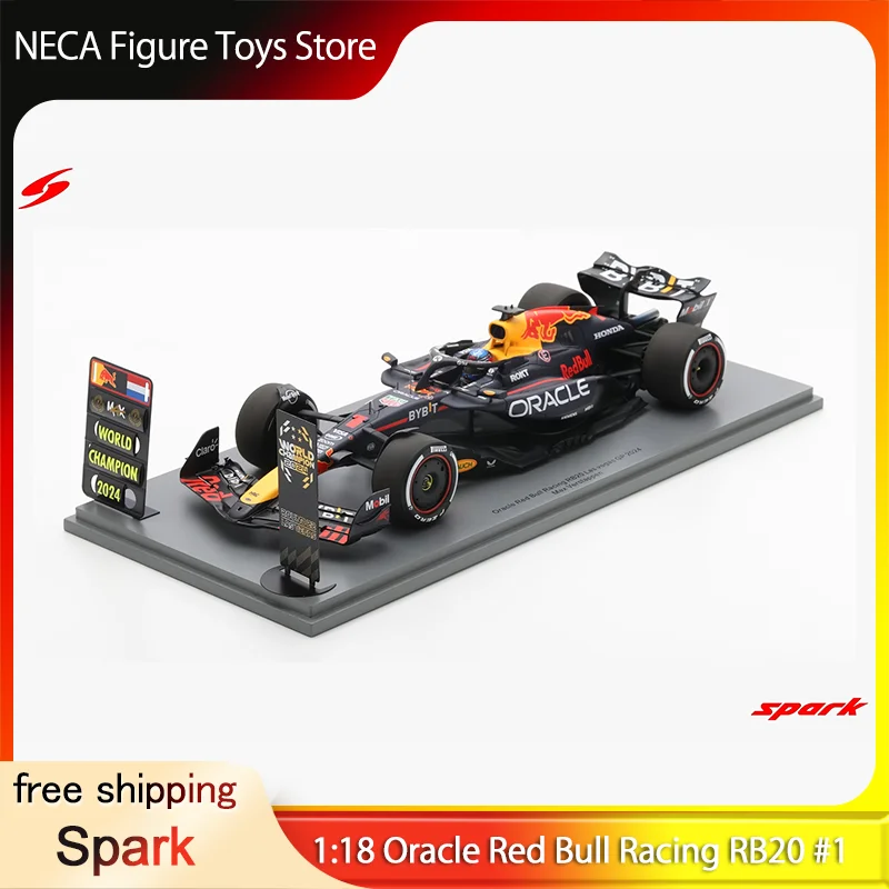 

Spark 1:18 Oracle Red Bull Racing RB20 #1 Max Verstappen 2024 World Champion Diecast Model with Trophes Toy Gift For Fans