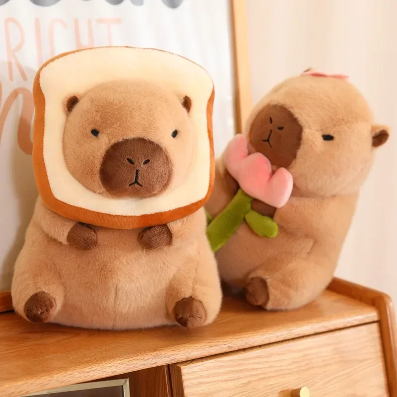 Capybara Knuffel Kawaii Simulatie Capibara Cosplay Toast Dinosaurus Jurk Boba Brood Fruit Decor Knuffels Verjaardagscadeau