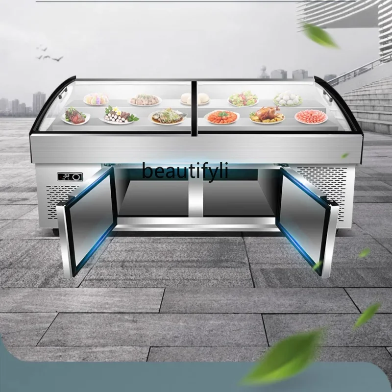 

Ladder Ice Table Display Cabinet Commercial Barbecue Restaurant Order Dishes Fruit Fishing Refrigerated Fresh-Keeping Box