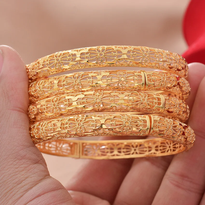 Dubai Gold Plated Bangles For Women Indian Bracelets Nigeria Moroccan Bridal Accessorie Wedding Bracelet Gifts