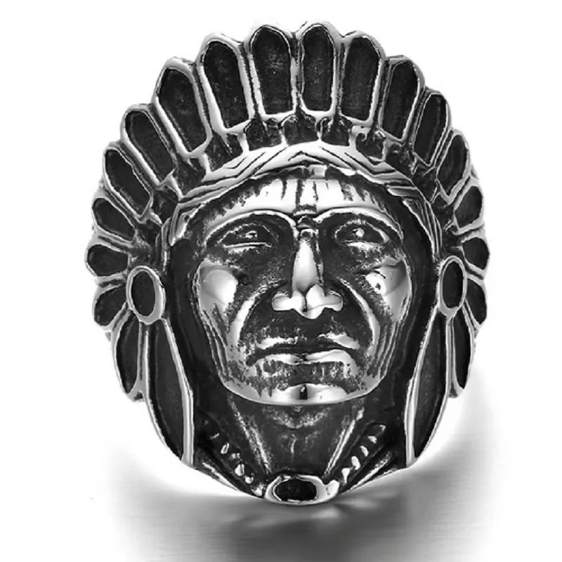 Titanium ring retro Indians chief ring punk non-mainstream  men and women ring