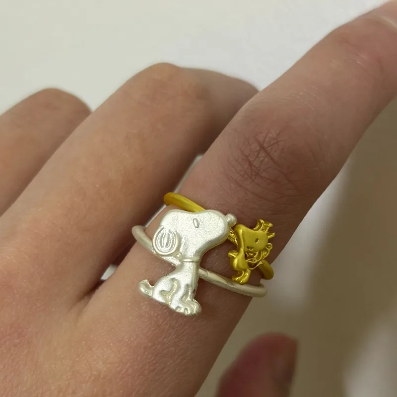 

Snoopy Woodstock Couple Rings Anime Figure Ring Q Figural Anime Merchandise Decoration Kawaii Girl Rings Birthday Christmas Gift