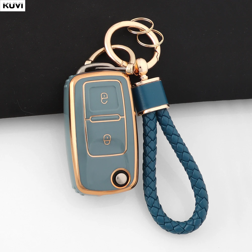 Plating TPU Car Key Case Cover 2 Buttons Shell For VW Volkswagen Golf 4 5 6 Jetta MK4 Bora Passat Polo Bora Touran Skoda Seat