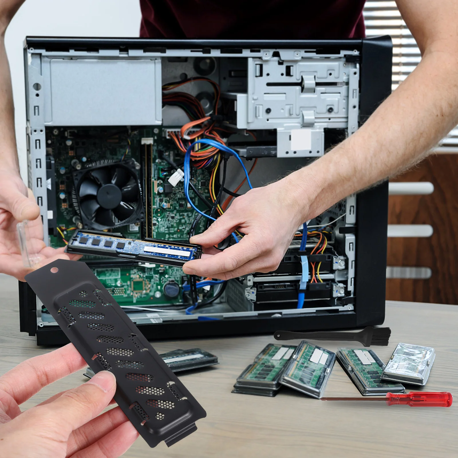 

1 Set Game Console Ssd Cover Aluminum Alloy Dustproof Lid For Console Accessories Parts Cleaning Brush Solid State Disk Cover