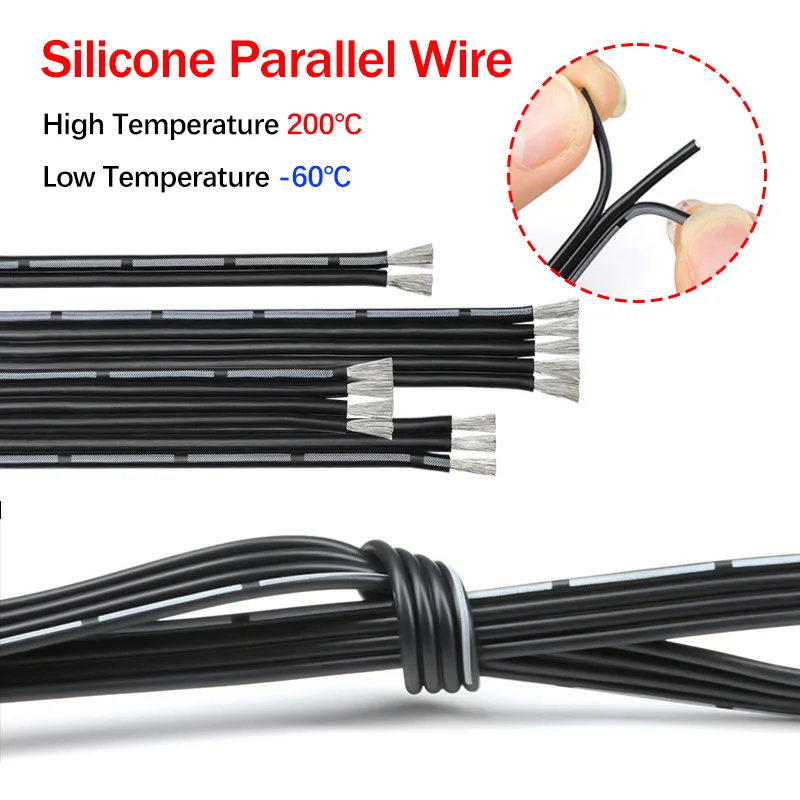 

5/10/50m 2/3/4/5/6/8/10Pins Soft Silicone Parallel Wire 30/28/26/24/22/20AWG High Temperature Tin-plating Copper Electric Cable