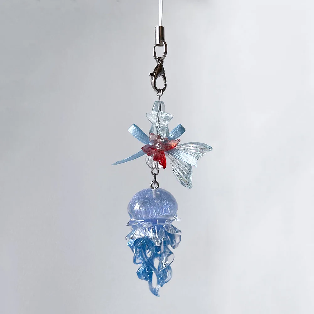 Car Accessories Bangkok - Blue Jellyfish Phone Chain Charm Cute