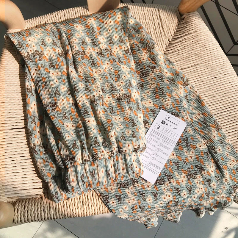 

Юбка миди А-силуэта с цветочным принтом больших размеров, с завышенной талией, весенняя, женская, для офиса, в корейском стиле