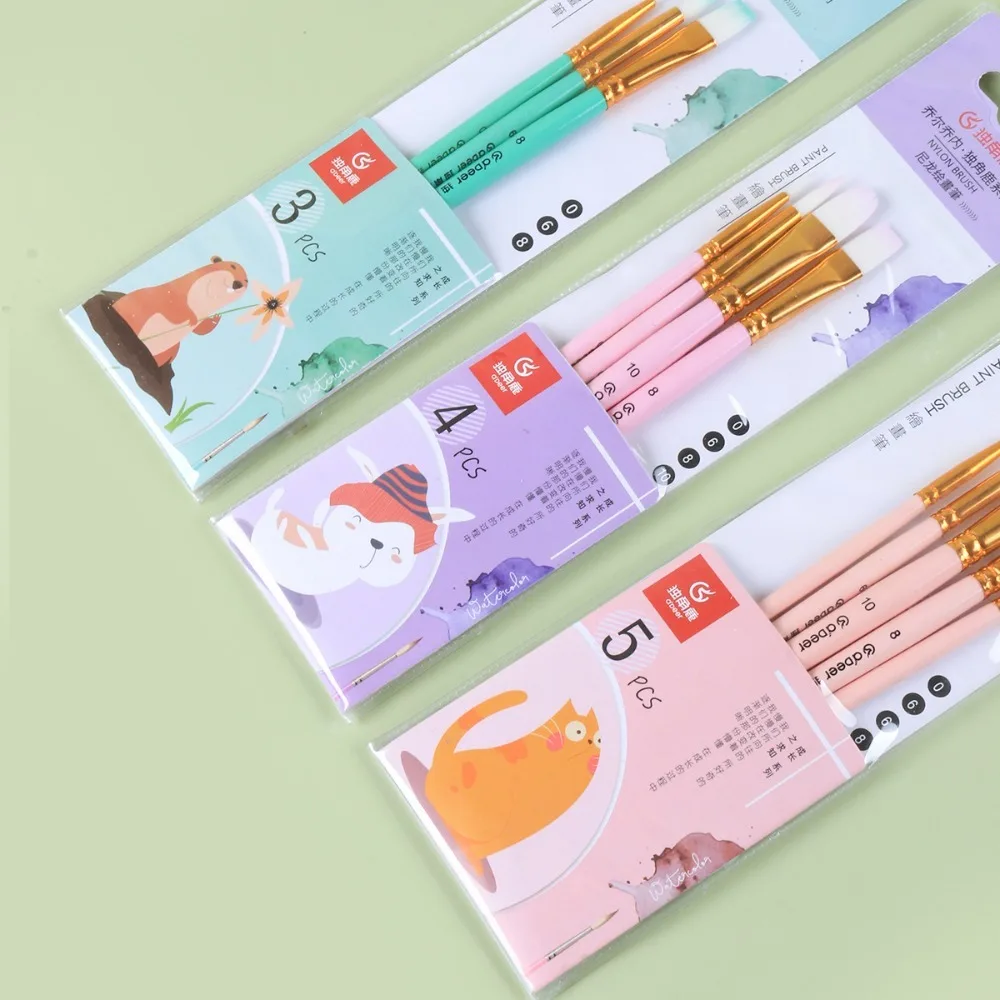 

4/5/6pcs Soft Hair Painting Brush Set Different Shape Oil Acrylic Painting Watercolor Drawing Brushes Professional Nylon