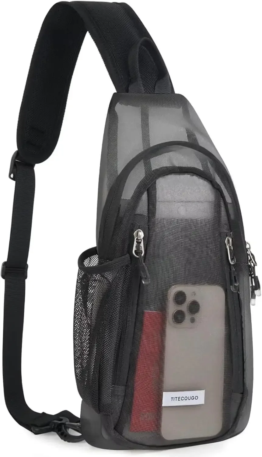 TITECOUGO прозрачная сумка на ремне, прозрачная сумка для стадиона, рюкзак через плечо для женщин и мужчин, рюкзак на плечо, прозрачный повседневный рюкзак Dayp