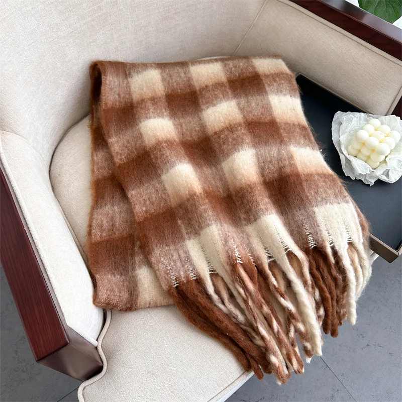 Winter Imitation Cashmere Scarf Plaid Men's and Women's Warm Scarf Lengthened and Thickened Fashionable Tassel Shawl Pashmina