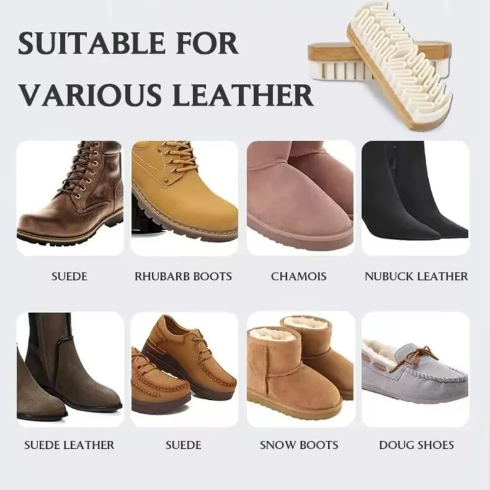 

New Rubber Suede shoe Brush Wooden Stain Removal Cleaning Scrubber Brush Soft Nubuck Material Care Cleaning Brush Cleaning Tool