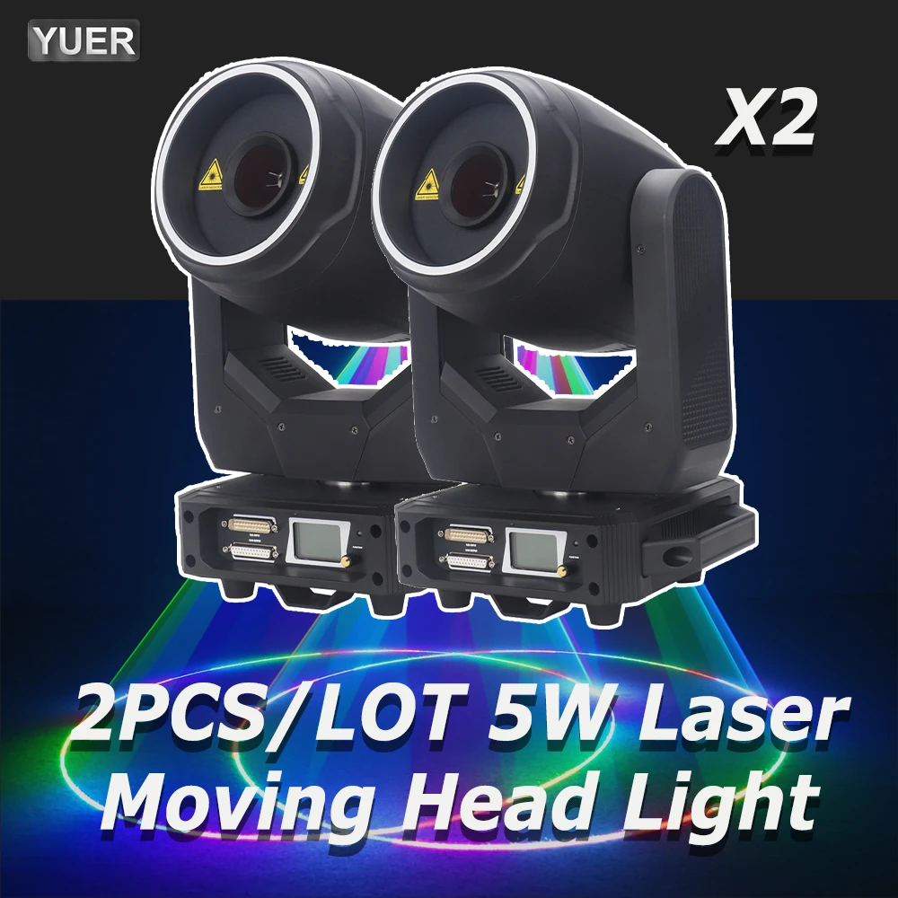 2 pz/lotto 5W ILDA Laser Moving Head Light Scanning Pattern animazione proiettore Laser con apertura per DJ Disco Stage Bar Party