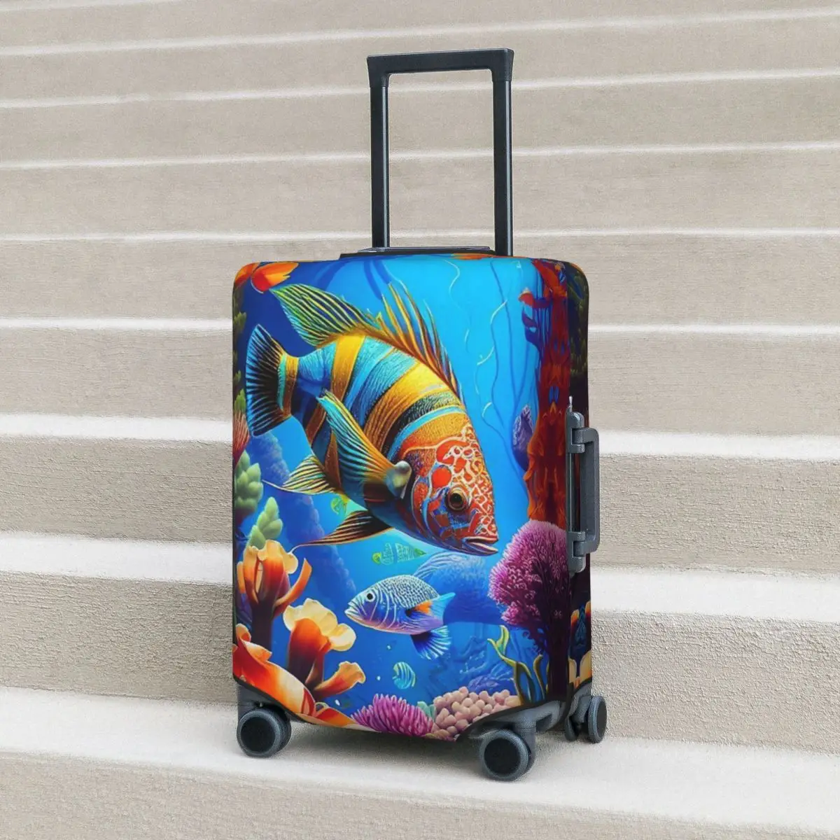 

Ocean Life Art Suitcase Cover Underwater Cruise Trip Vacation Practical Luggage Supplies Protection