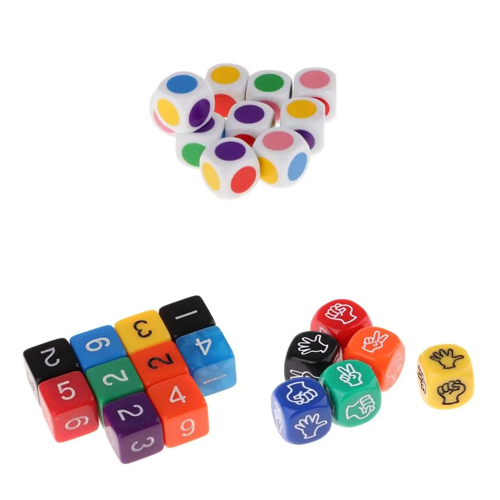 Rock Paper Scissors/Spot/Digital Dices Six Side Dice for Board Game Fun Prop