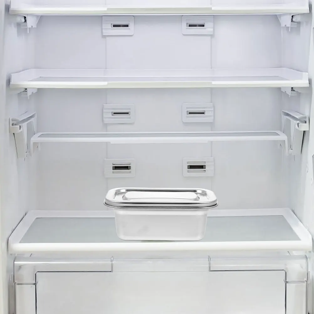 

2pcs Stainless Steel Food Storage Containers Refrigerator Organizer Fresh Keeping For Vegetables Fruits Ice Cream Odor Resistant