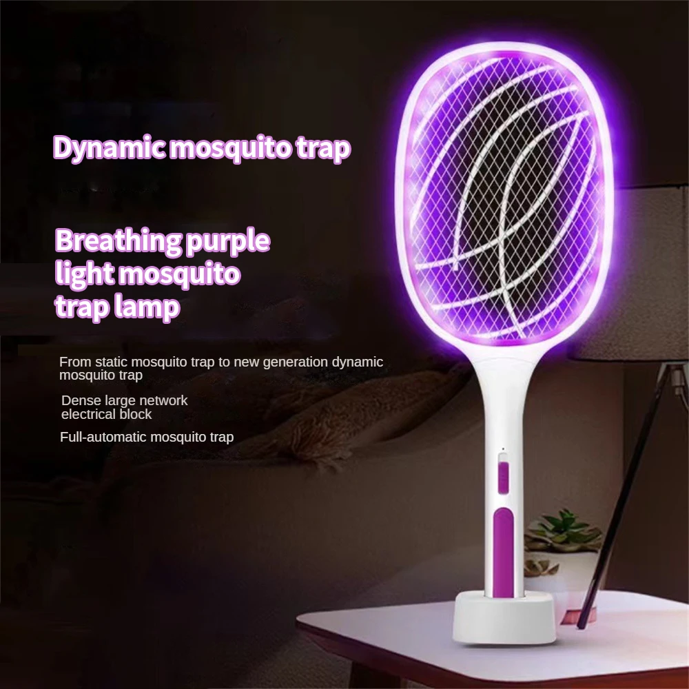 Two-in-One 10 LED Mosquito Killer Lamp 3000V Electric Bug Zapper USB Rechargeable Summer Fly Swatter Trap Flies