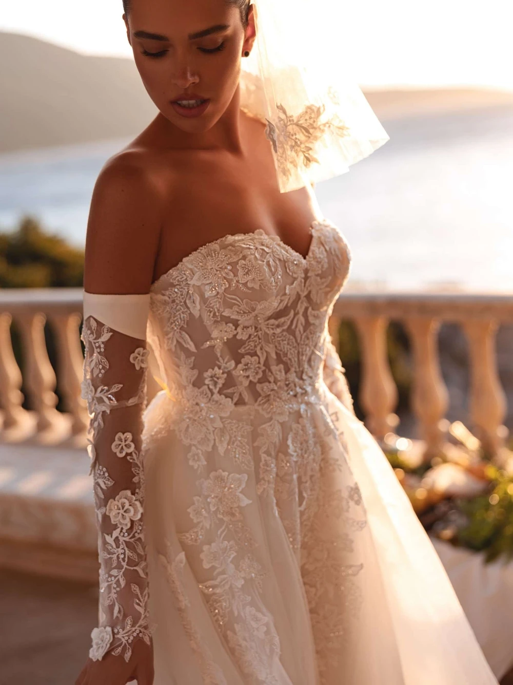 Romantic Ethereal Tulle Wedding Dress, Elegant Beaded Floral Appliques Bridal Gown, Customized, Charming A Line Bride Wear