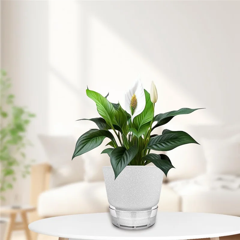 

Hot Sale-5 Pcs African Violet Pot With Visual Reservoir For Tropical Plants For House Plants,Herbs,Indoor Outdoor White
