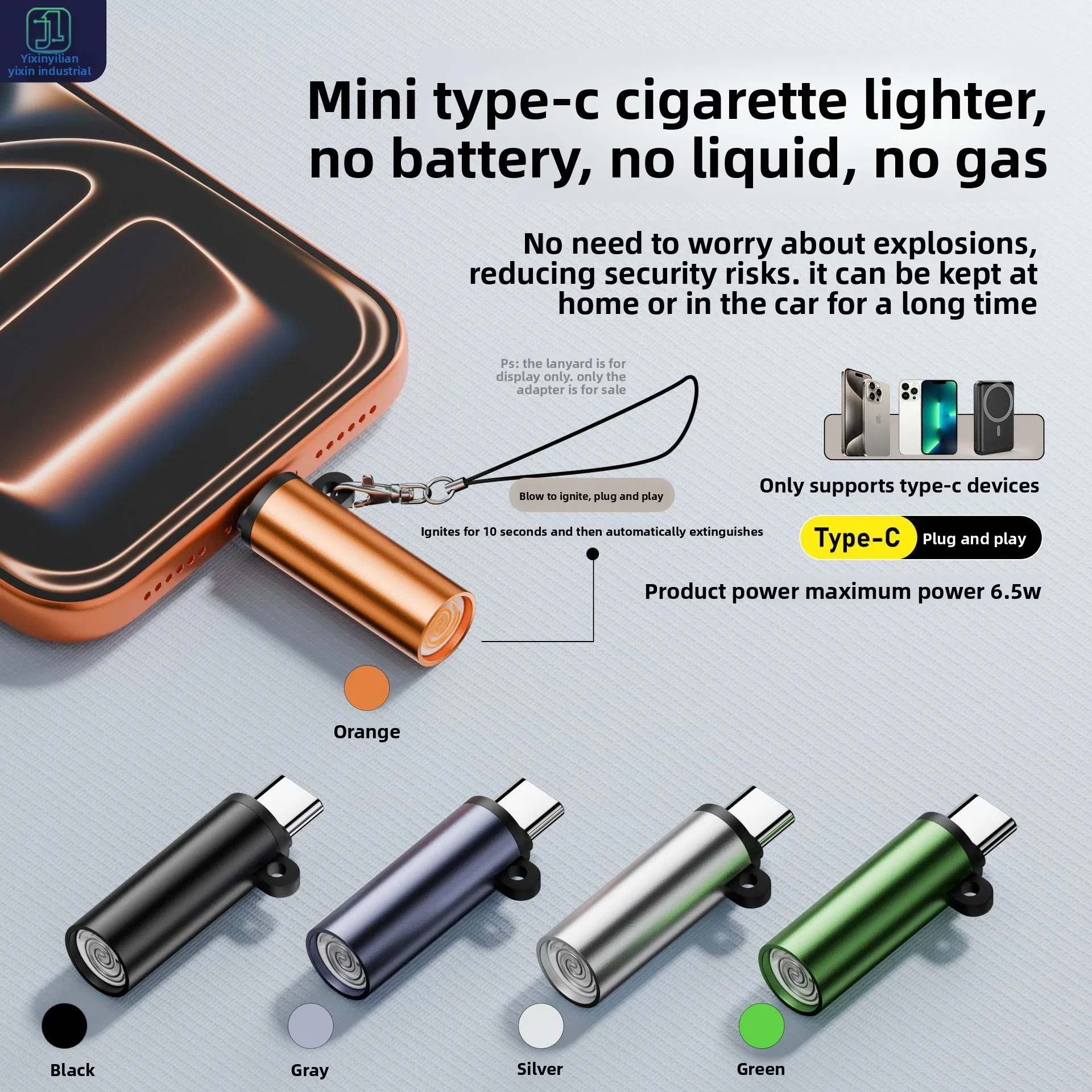 Portable Mini TYPE-C Lighter, Plug-and-Play USB Interface Windproof Tungsten Wire Travel Igniter