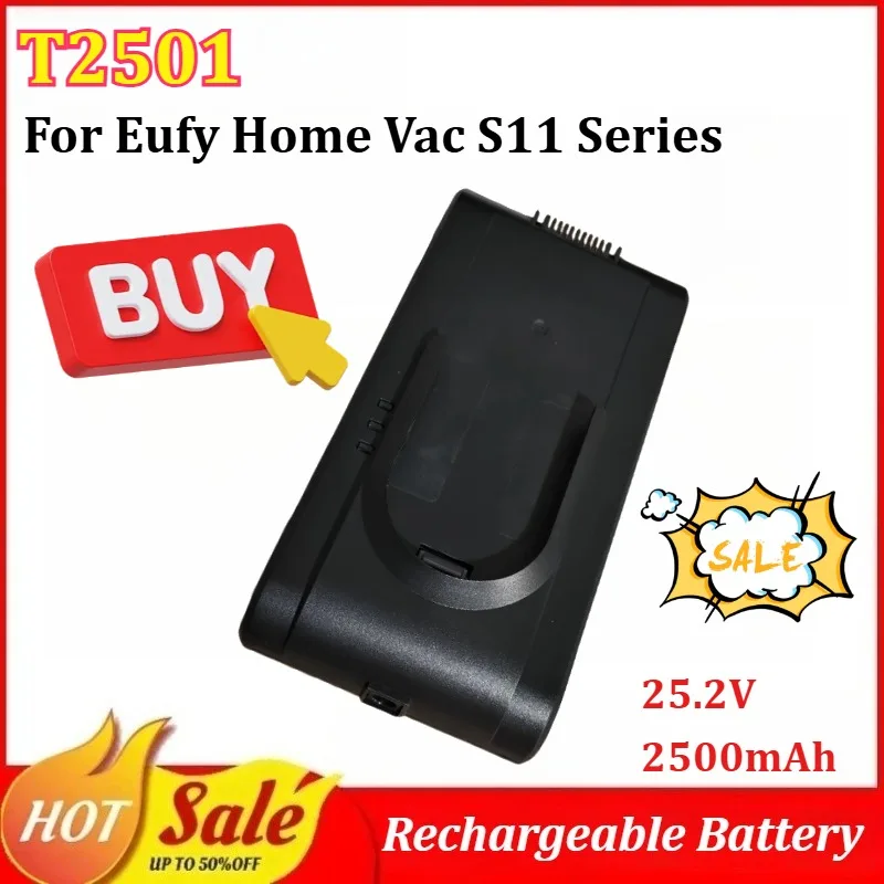

T2501 25.2V 2500mAh Rechargeable Battery for Eufy Home Vac S11 Series Vacuum Cleaner Parts/Accessories Backup Power Supply