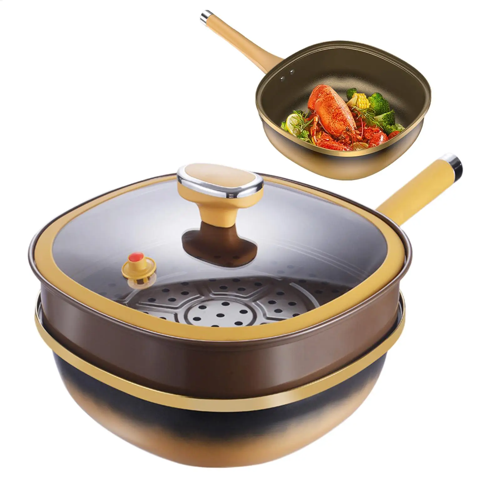 

Titanium Alloy Non-Stick Pan Frying Pan Wok Pan Home Steak Skillet Induction Cooker Gas Stove Special Kitchen Cooking Saucepan