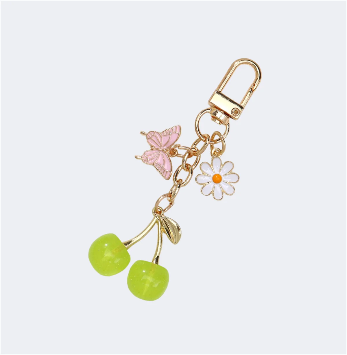 

HOLIN Shiny Cherry Pendant Keychain Cute Accessory Fruit Butterfly Bag Charms Pendants Chain