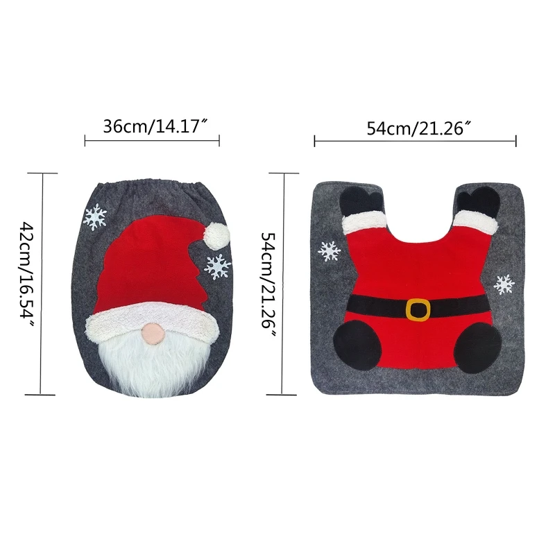 Inodoro gnomo navideño para tapa asiento, cubiertas protectoras, juego alfombras para suelo, suministro