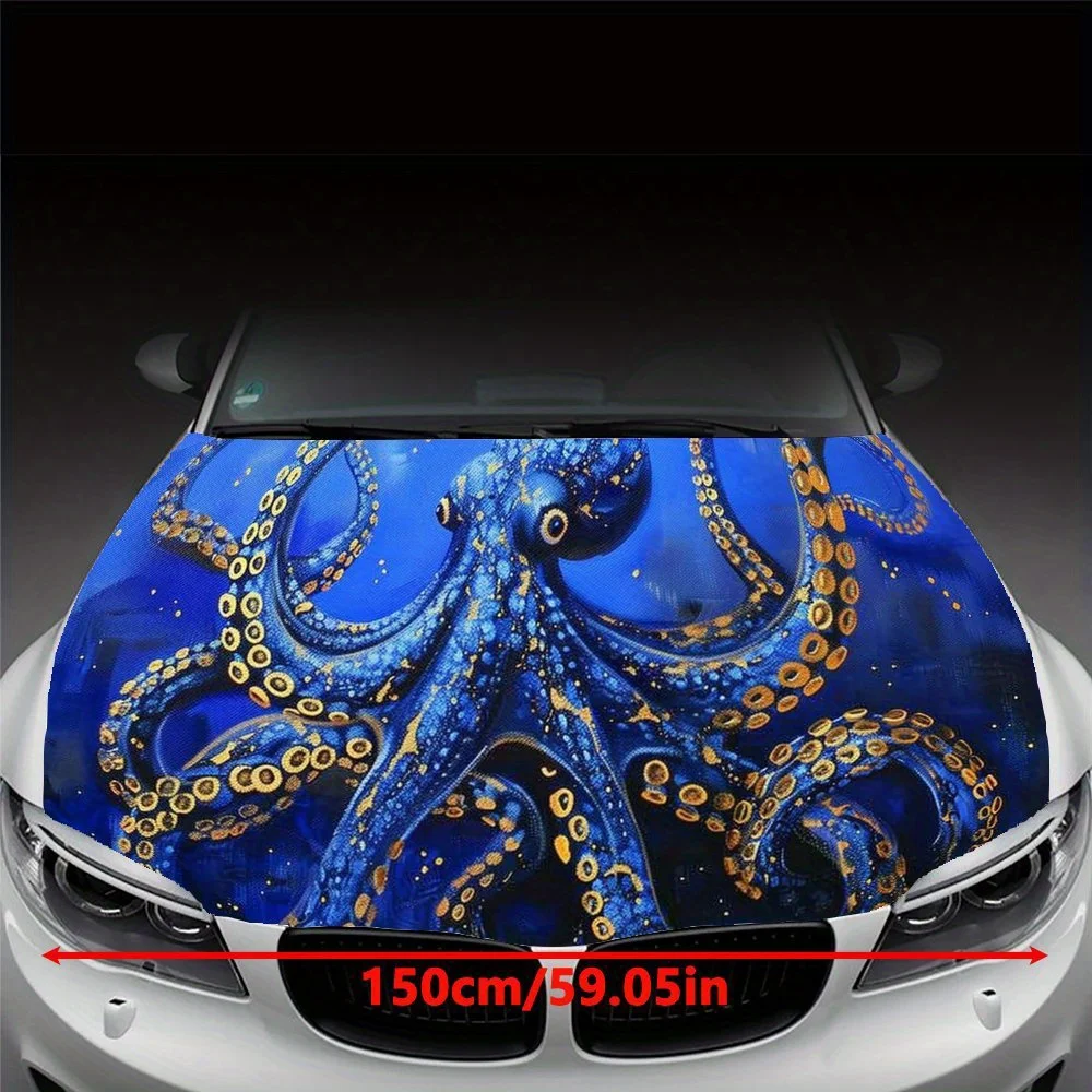 Gilded - Octopus Car Hood Sticker PVC Self Waterproof Stick, Striking Auto Exterior Accessories Decor Protect Gift for Car Lover