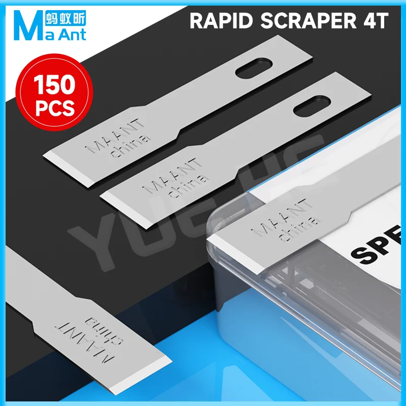 

150pcs MaAnt Quick Scraper 4T Scalpel Knife Blades Metal Scalpel Knife Replacement Craft Blades PCB Phone Repair
