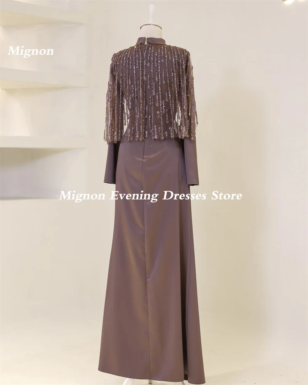 Mignon Satijn Zeemeermin O-hals Kant Ruche Formele Prom Jurk Enkellange Luxe Avond Formele Elegante Feestjurk Voor Vrouwen 2023