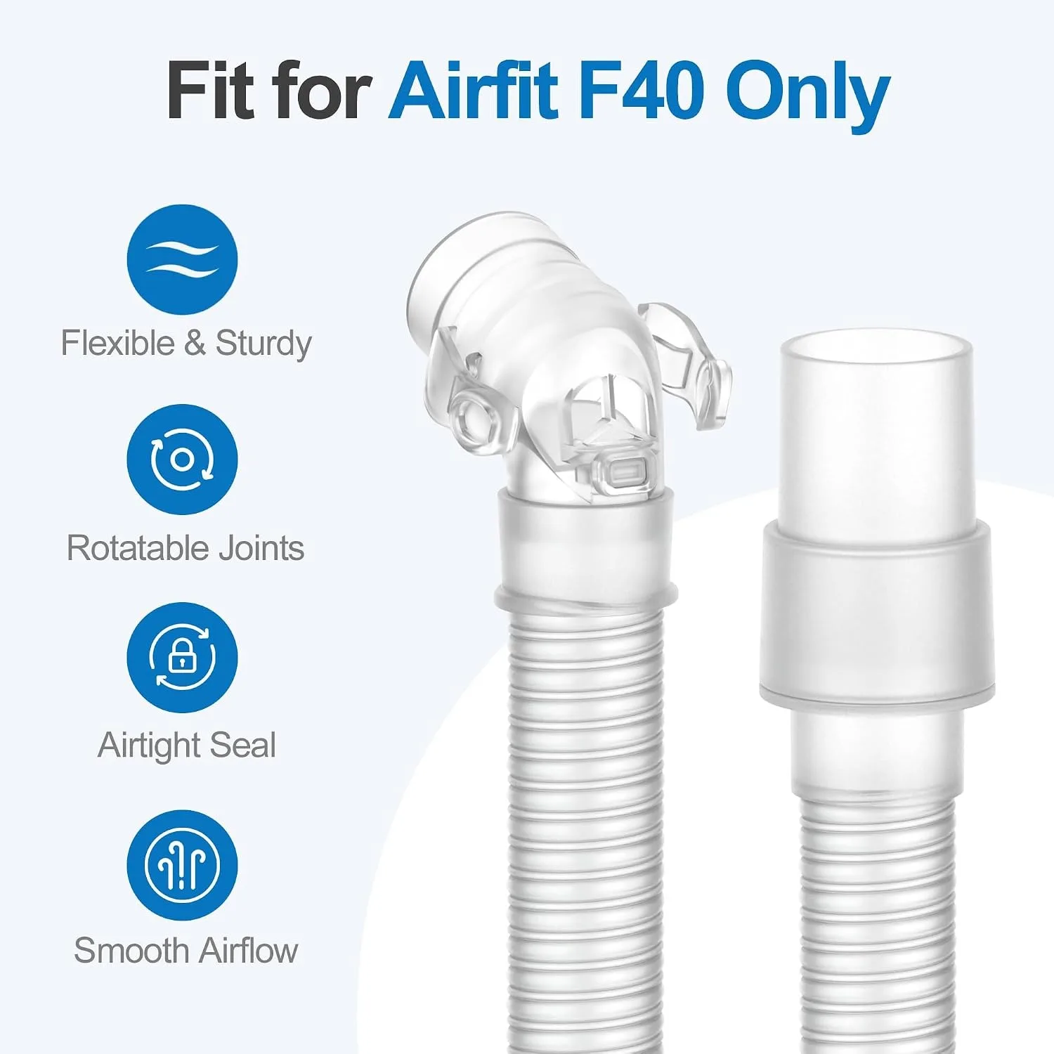 2/1pcs Short Tube Suitable for The AirFit F40 CPAP Accessory Rotary Tube,easy To Connect,suitable for Use in Breathing and Sleep