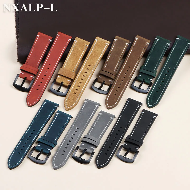 الرجعية جلد طبيعي حزام الساعات 18 مللي متر 19 مللي متر 20 مللي متر 21 مللي متر 22 مللي متر 24 مللي متر العالمي حزام ساعة اليد الإفراج السريع لسامسونج لساعة هواوي